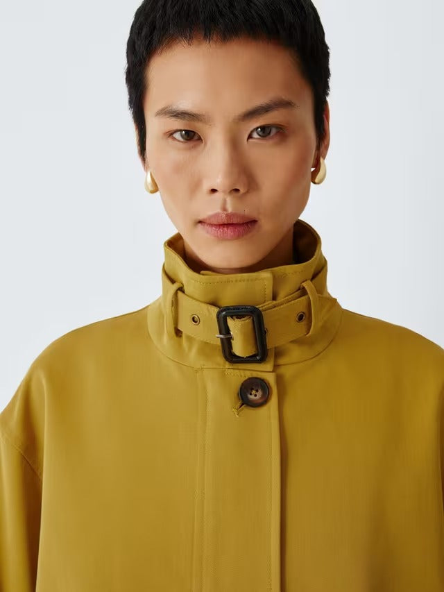John Lewis Women's Regular Fit A-Line Nylon Mac Coat - Yellow/Lime - Medium