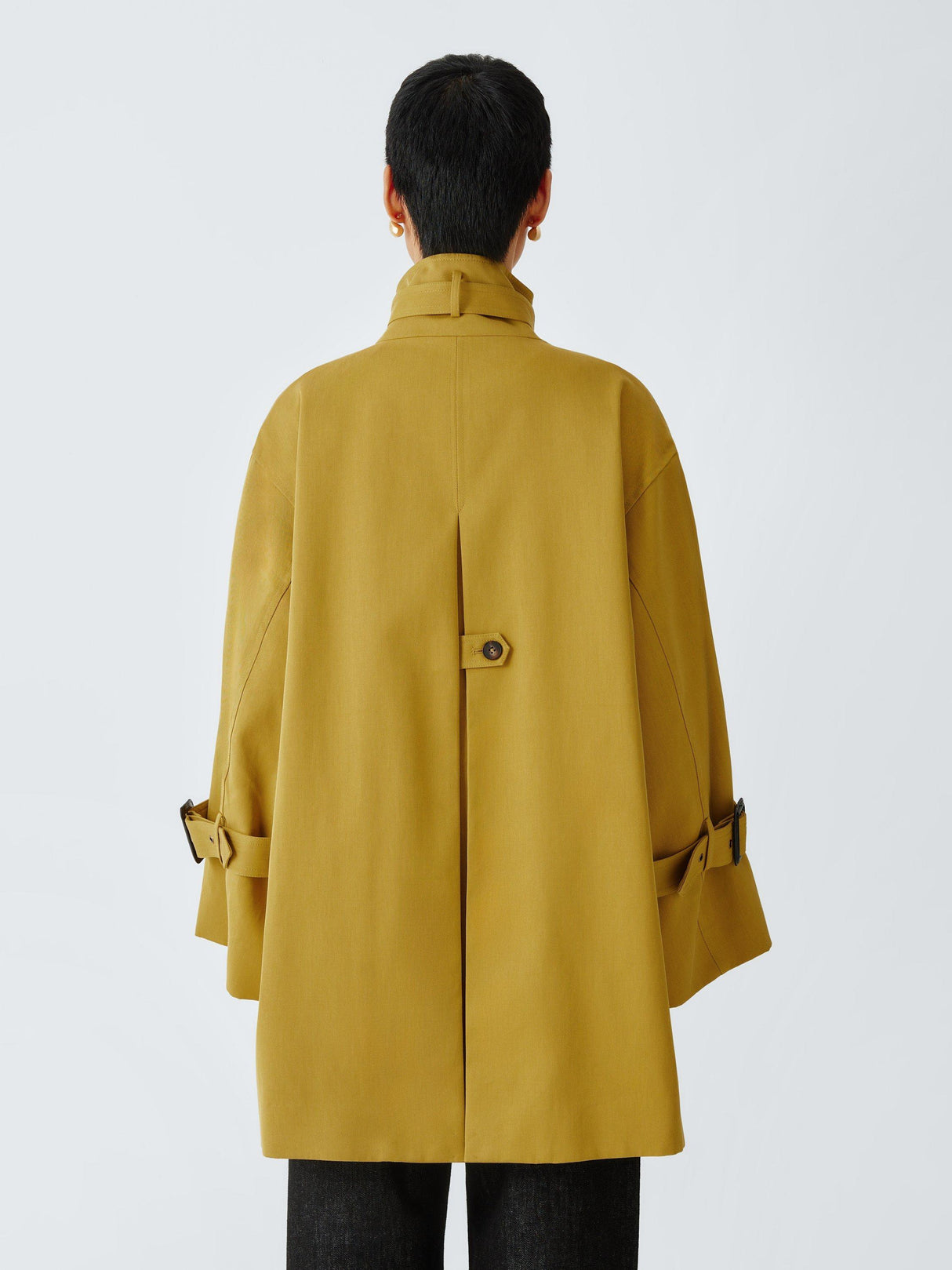 John Lewis A-Line Mac Women's High-Neck Lightweight Zip Coat Yellow - Large