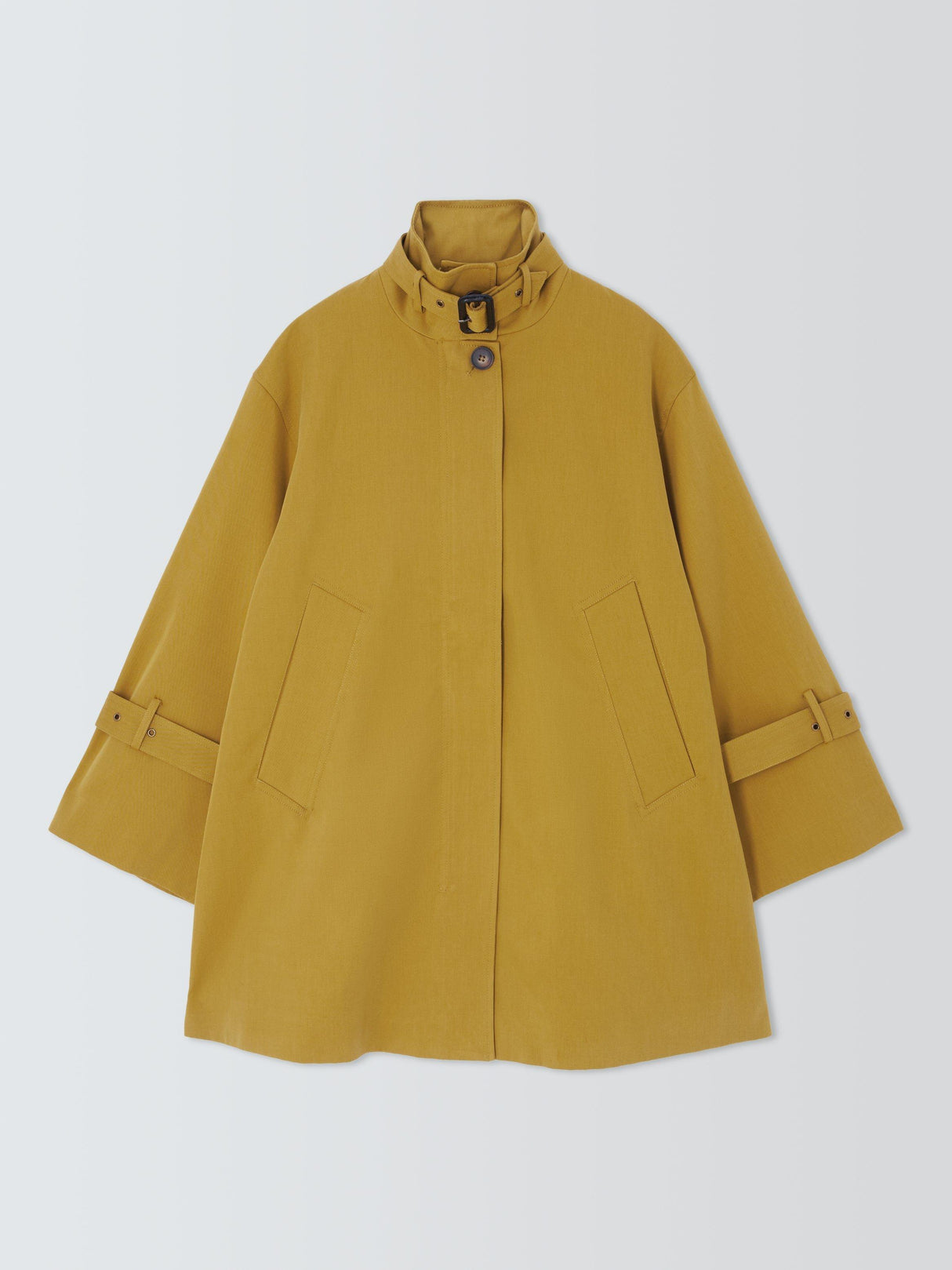 John Lewis A-Line Mac Women's High-Neck Lightweight Zip Coat Yellow - Large