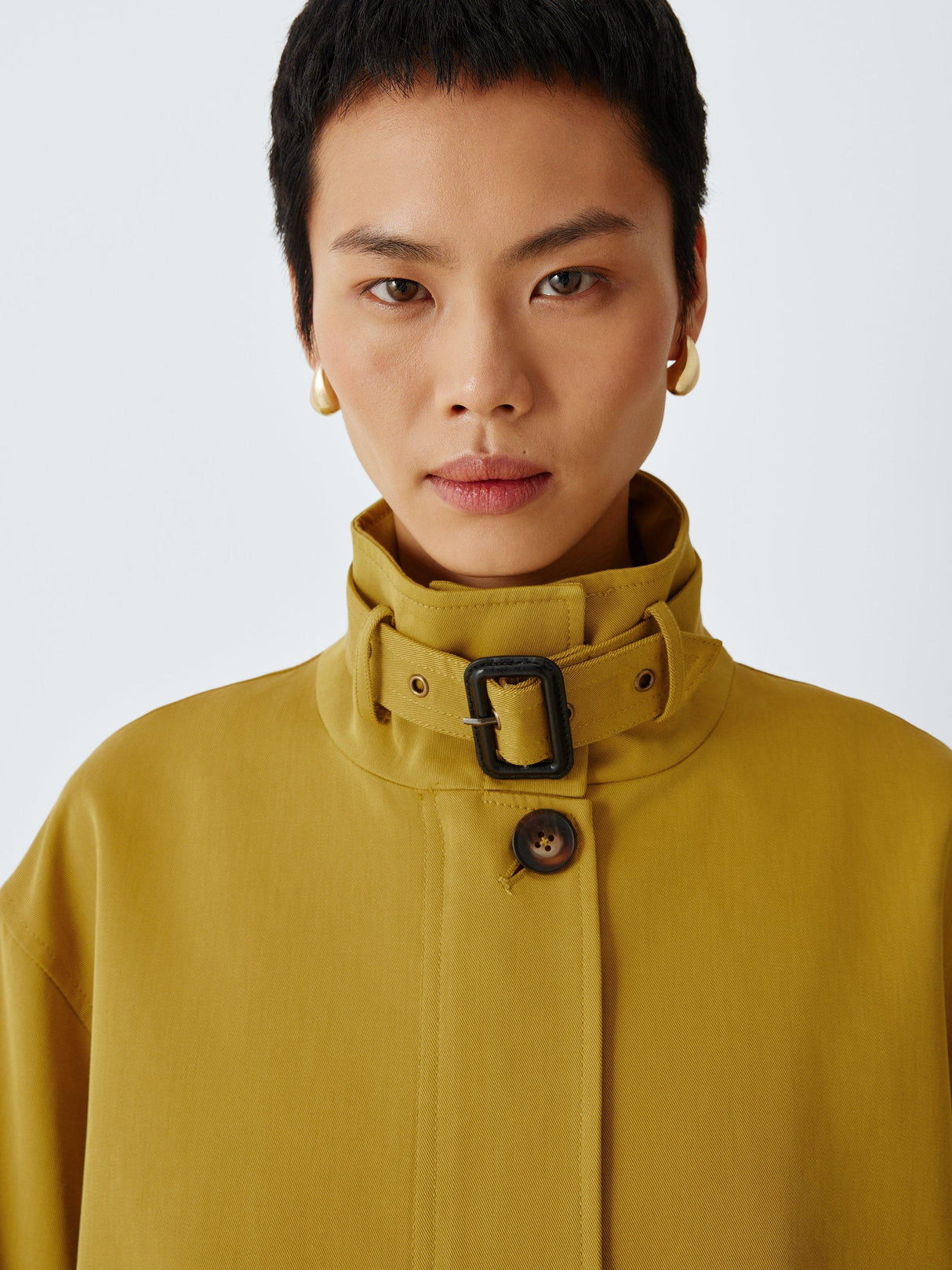 John Lewis A-Line Mac Women's High-Neck Lightweight Zip Coat Yellow - Large