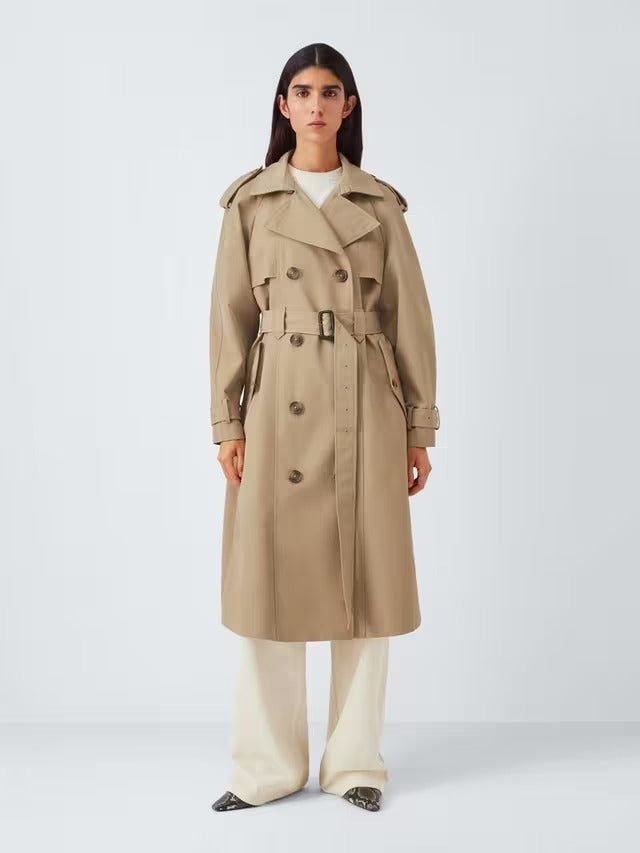John Lewis Women's Water Repellent Belted Classic Trench Coat - Camel UK 10