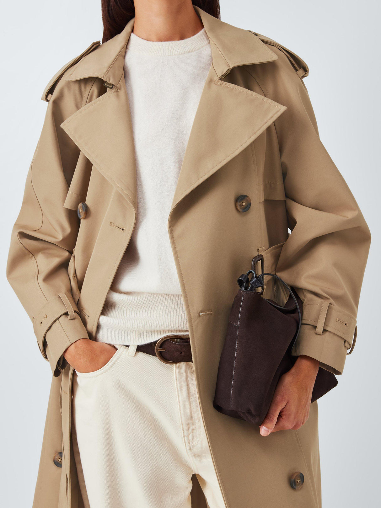 John Lewis Women's Water Repellent Belted Trench Coat - Natural - UK 20
