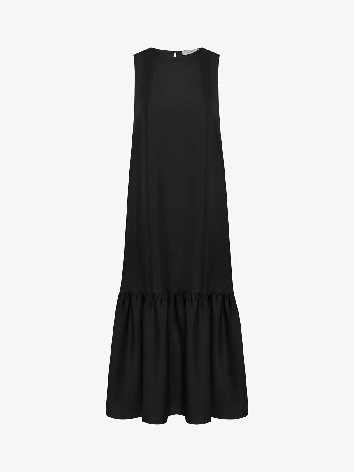 ASCENO Rhea Pure Silk Charmeuse Sleeveless Swing Maxi Dress - Black - XS