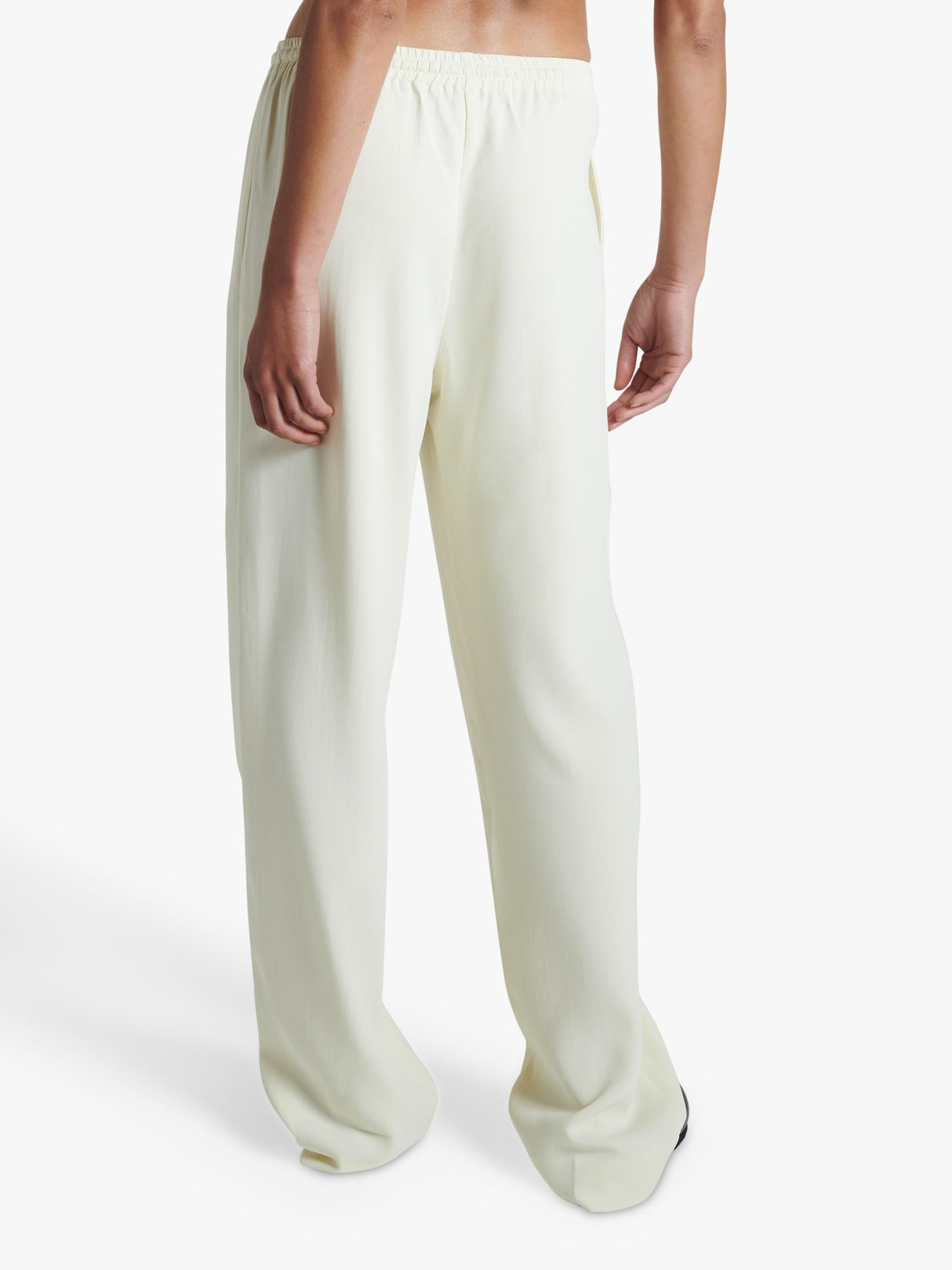 ASCENO The Aurelia Straight Leg Drawstring Crepe Trousers - Cream - Small