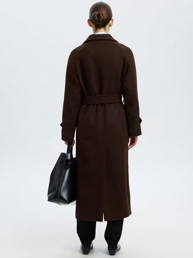 Selected Women's Madeline Wool Blend V Neck Overcoat - Delicioso EU 38/UK 10