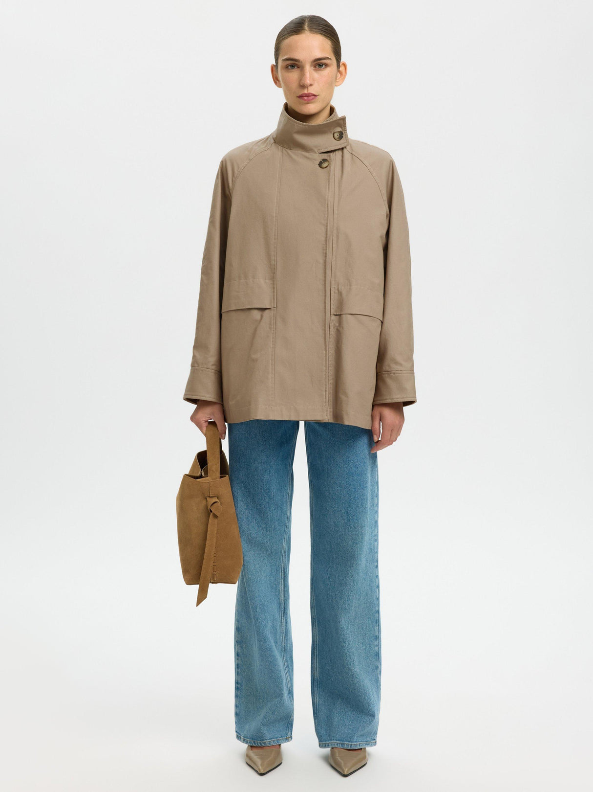 Selected Kylie Oversized Cotton Seasonal Workwear Jacket Weathered Teak - 38