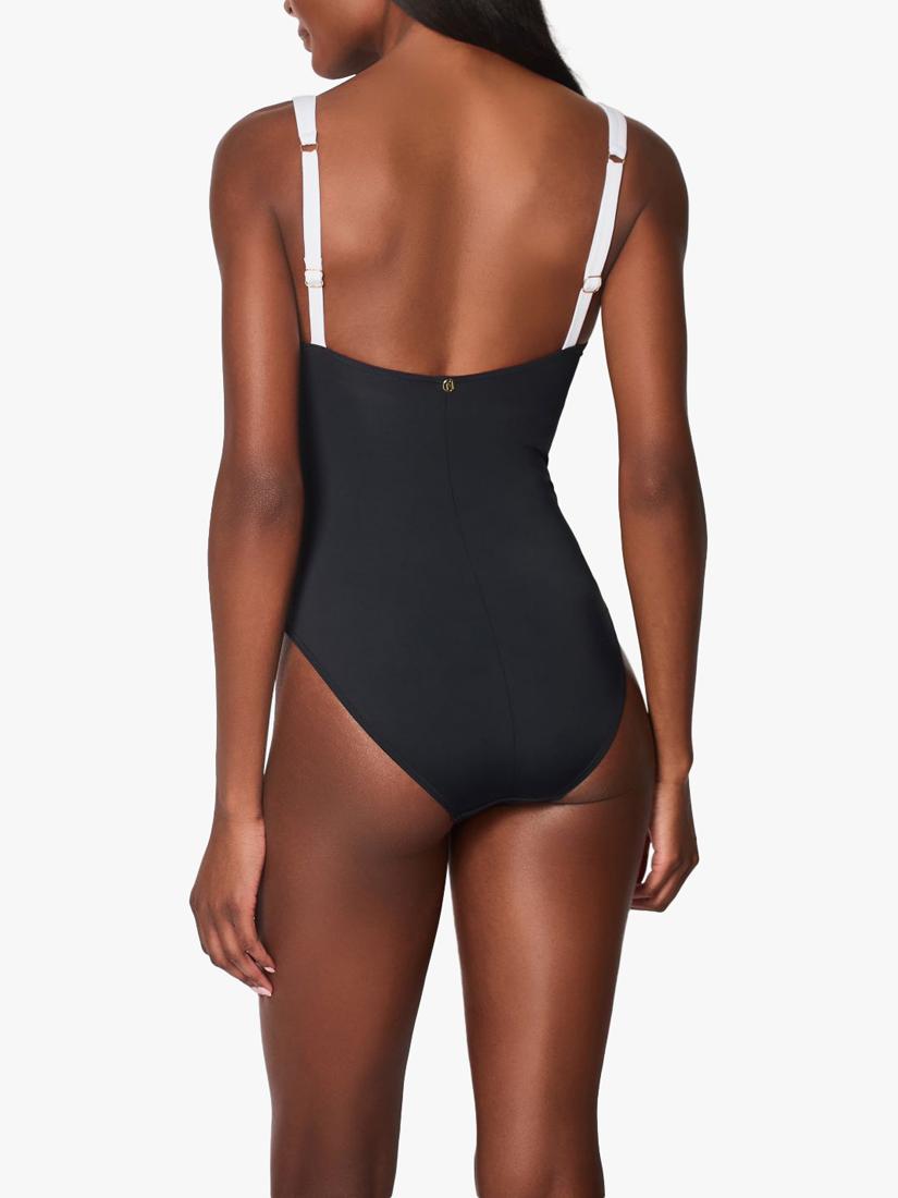 NAIA Beach Riviera Plunge Women's One Piece Swimsuit UK 12 Black/White Gold