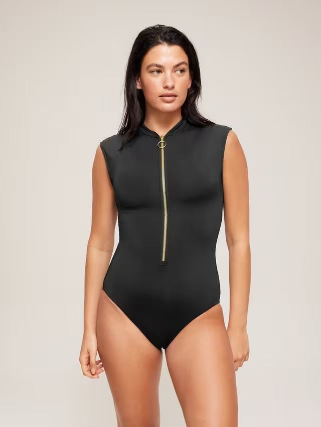 Seafolly Women's Non-Wired Zip Front One Piece Swimsuit - Black - Size 10