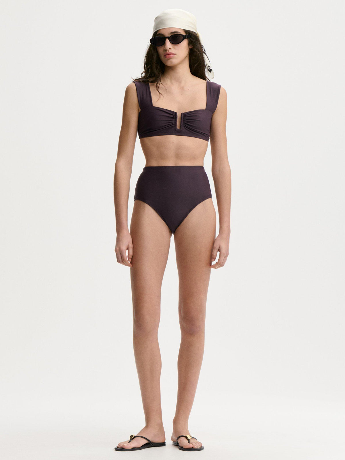 By Malene Birger Belira High Waist Women's Bikini Bottoms Medium - Aubergine
