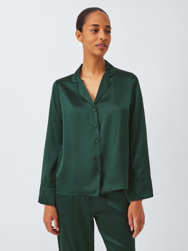 John Lewis Women's Piped Trim Pure Silk Long Sleeve Pyjama Set - Scarab - L