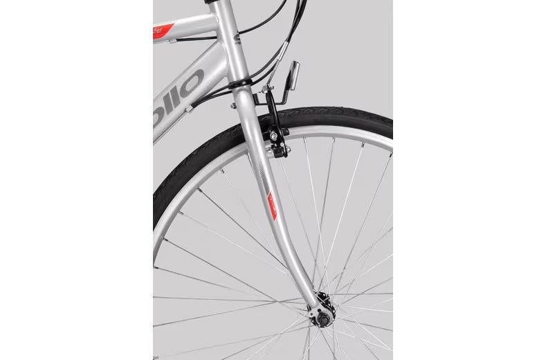 Apollo Transfer 18-Speed V-Brake Men's Hybrid Bike 18" Meduim - Silver/Red