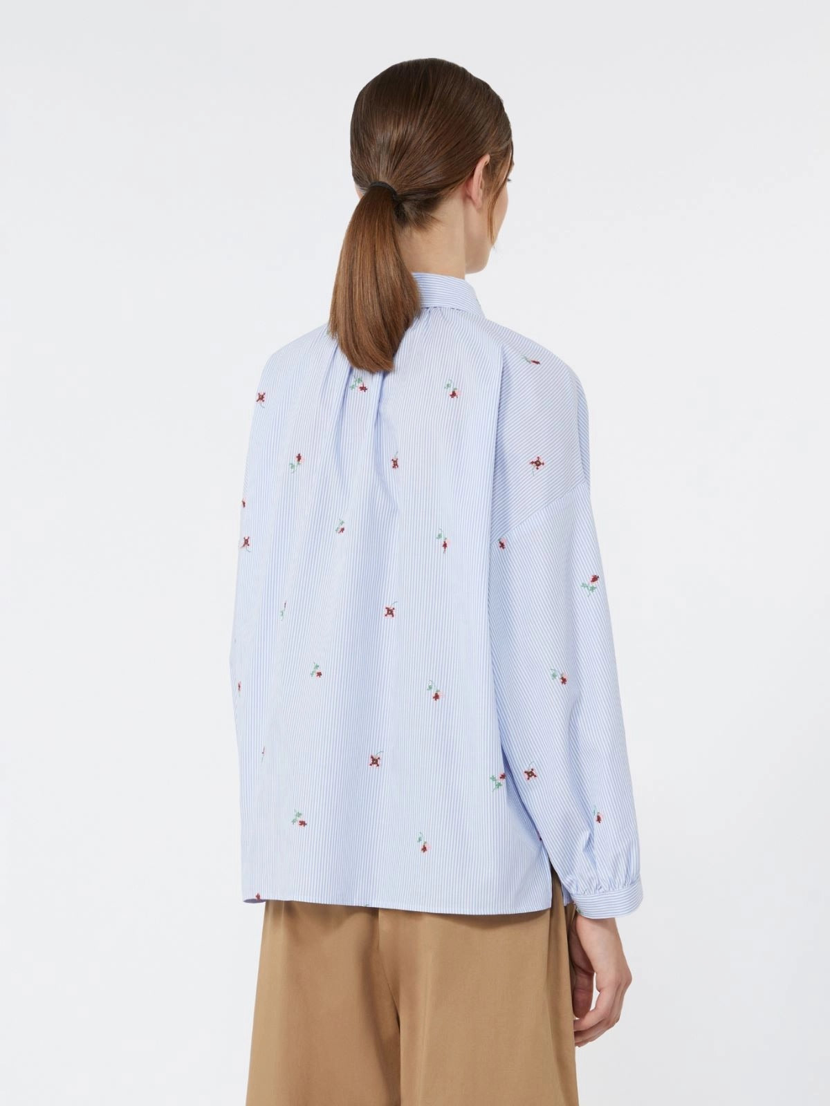 NEW Weekend MaxMara Butterfly Women's Embroidered Stripe Shirt Blue/Multi UK 12