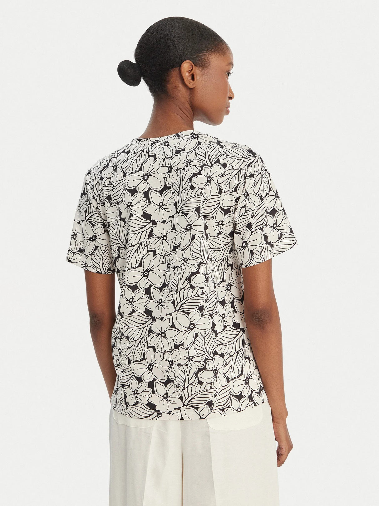 Weekend MaxMara Womens Bussola Regular Fit Cotton T-Shirt - Black/White - XL