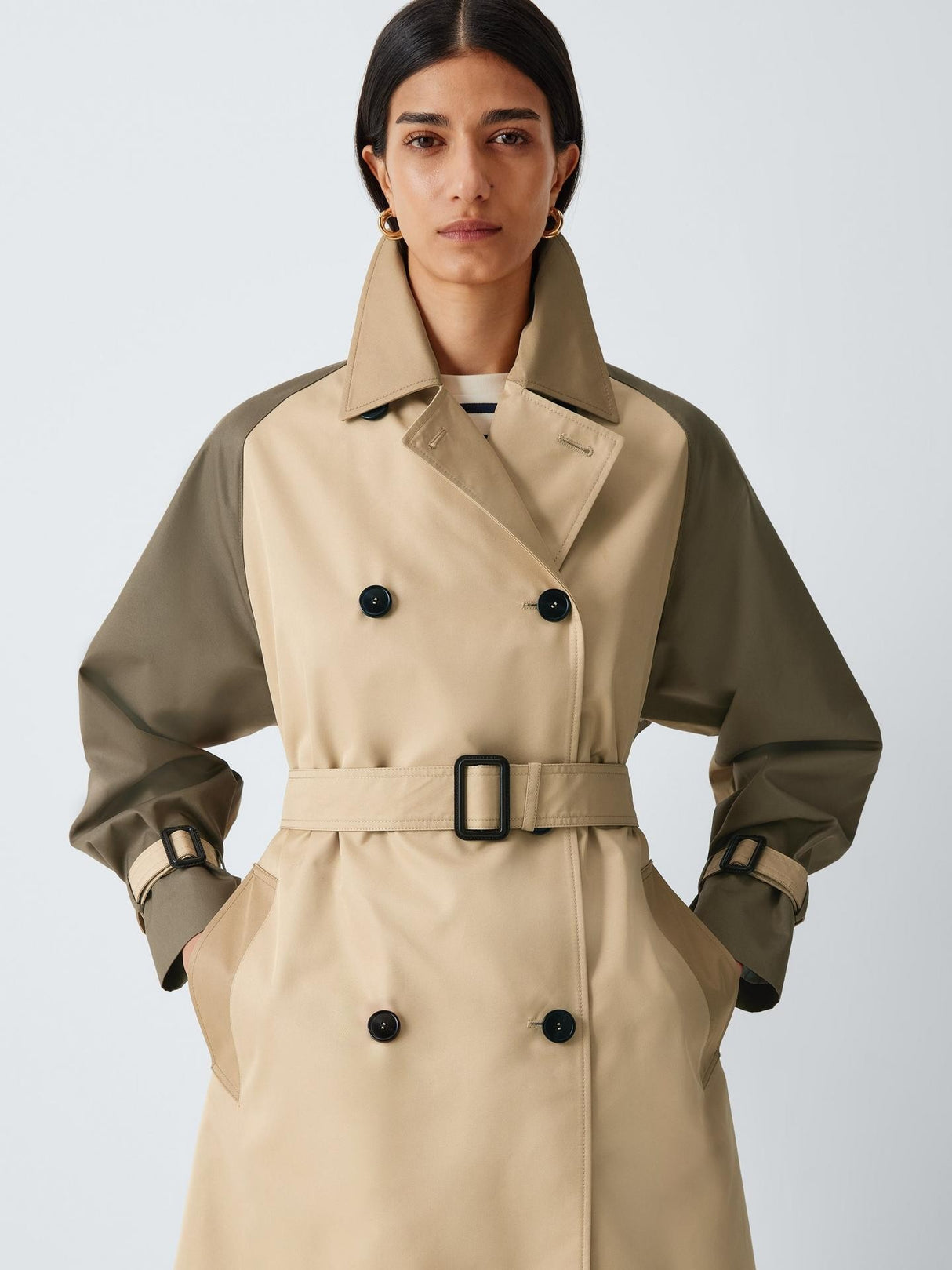 Weekend MaxMara Canasta Women's Longline Trench Coat - Beige/Green - UK 10