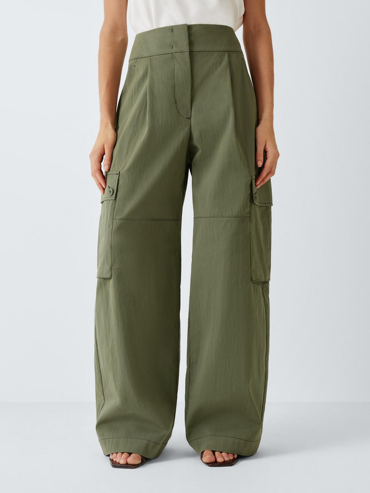 Weekend MaxMara Women's Aquila Cargo Wide Leg Trousers - Dark Green - UK 12