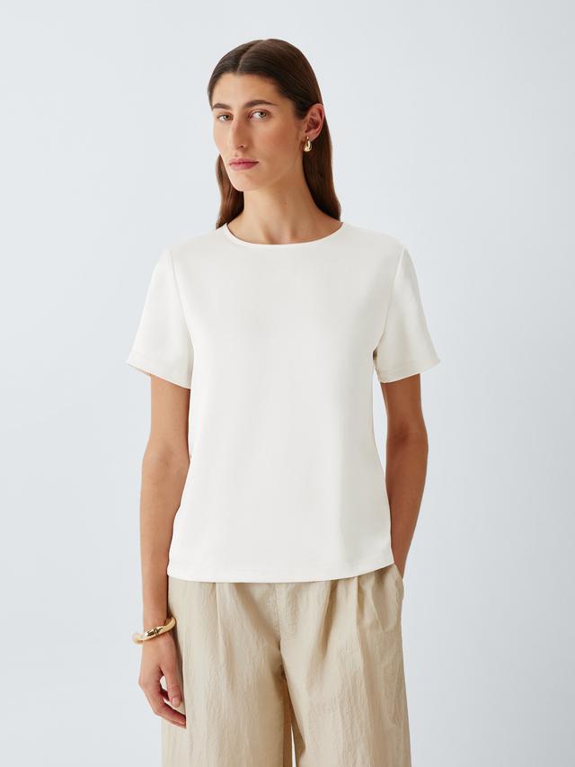 Weekend MaxMara Zona Round Neck Short Sleeve Plain Women's Top - White Small
