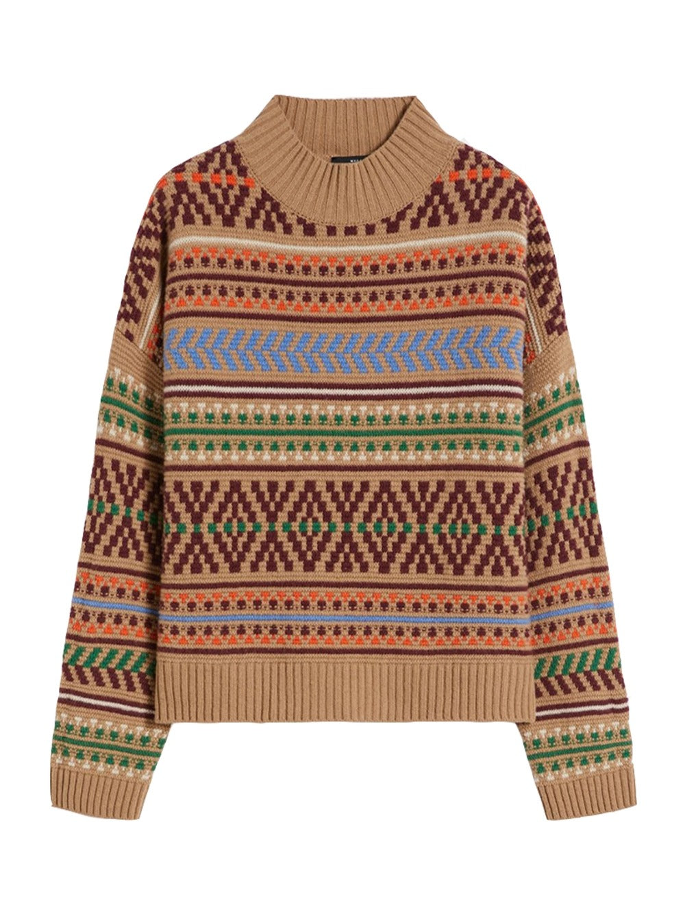 Weekend Max Mara Festoso Stripe Pure Wool Women's Jumper - Small Beige/Multi