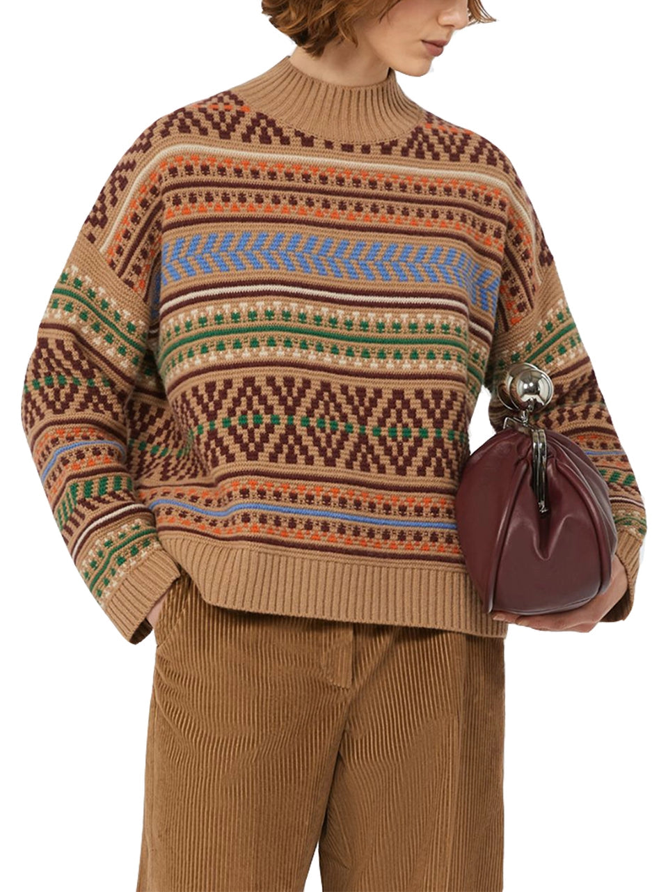 Weekend Max Mara Festoso Stripe Pure Wool Women's Jumper - Small Beige/Multi