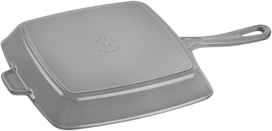 STAUB Cast Iron Square 26cm Oven & Grill Safe American Grill Pan - Grey