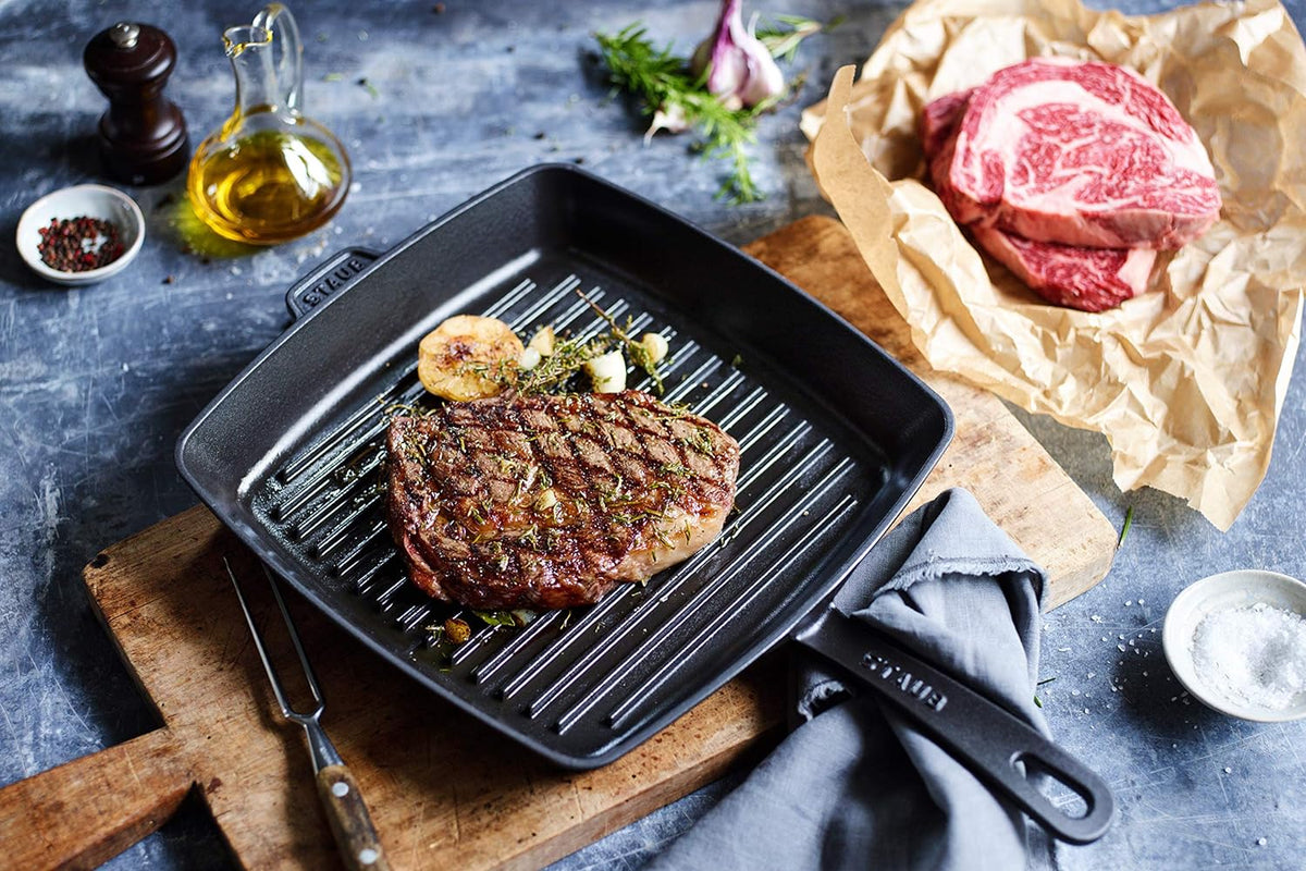 STAUB Cast Iron Square American Grill Pan - Black - 26cm - Kazoop