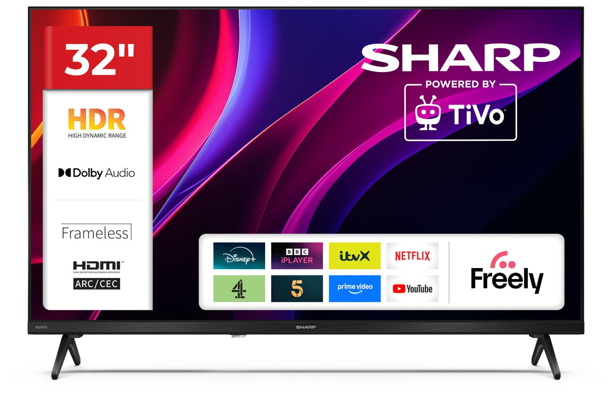 SHARP C32HE2445K Tivo AQUOS 32'' Frameless Smart LED HD 768p TV - Black