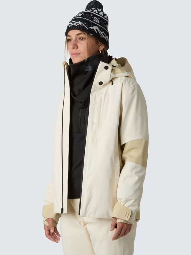 The North Face Lenado Slim Fit Waterproof Ski Jacket - White Dune/Gravel - M