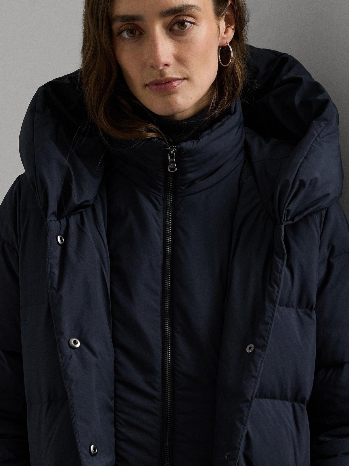 Ralph Lauren Women's Regular Hooded Duvet Down Coat - Dark Navy - Small