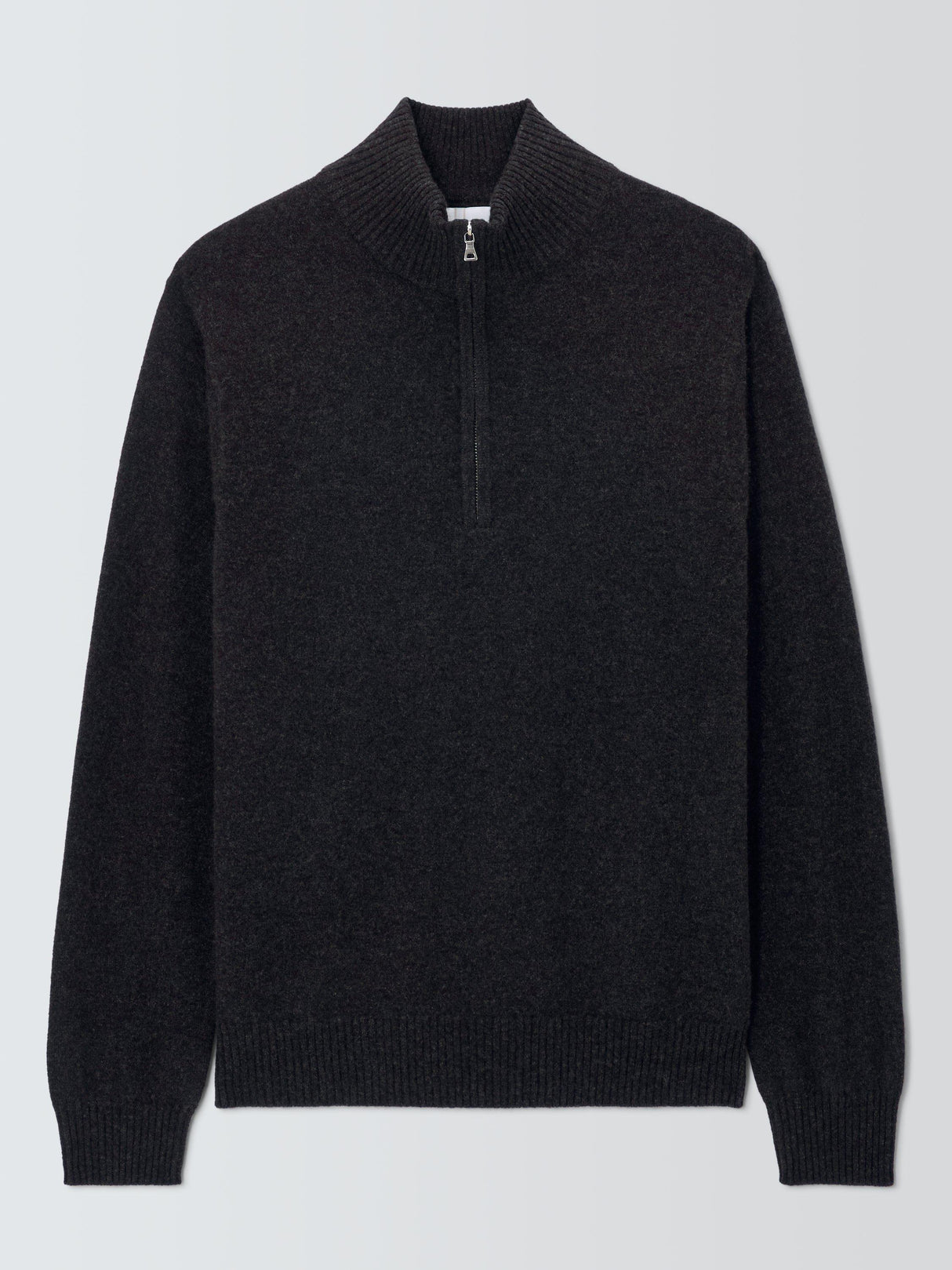 John Lewis Pure Cashmere Half Zip High Neck Men's Jumper - Large - Charcoal