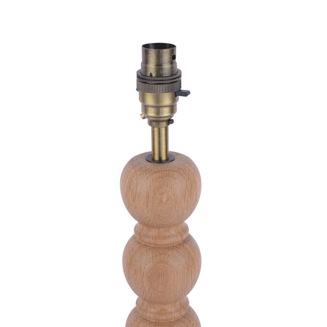 Laura Ashley Maria Wooden & Brass Indoor Table Lamp Base Only - Natural Oak