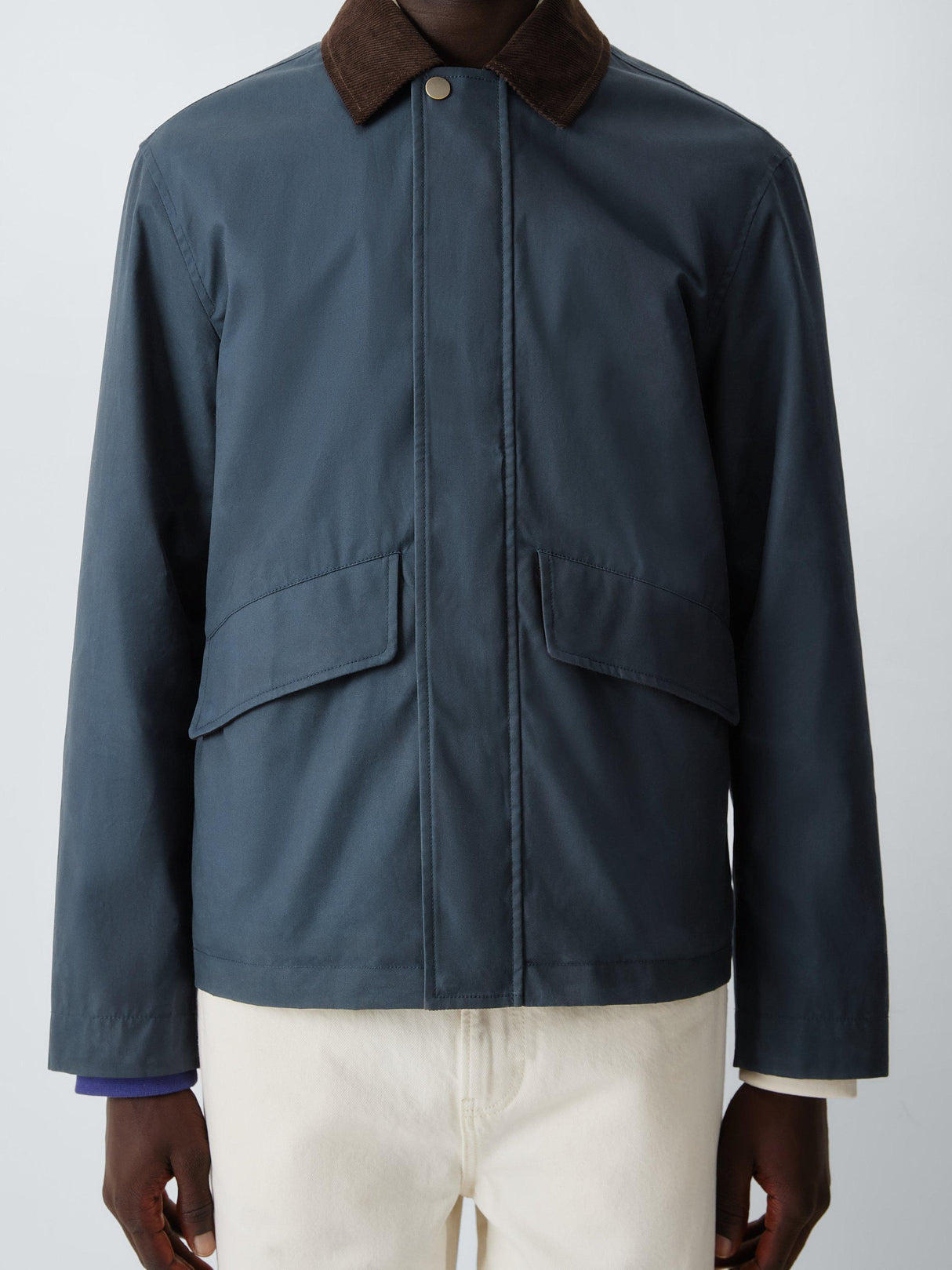 John Lewis Spring Wax Regular Collared Men's Jacket - Sky Captain - Large