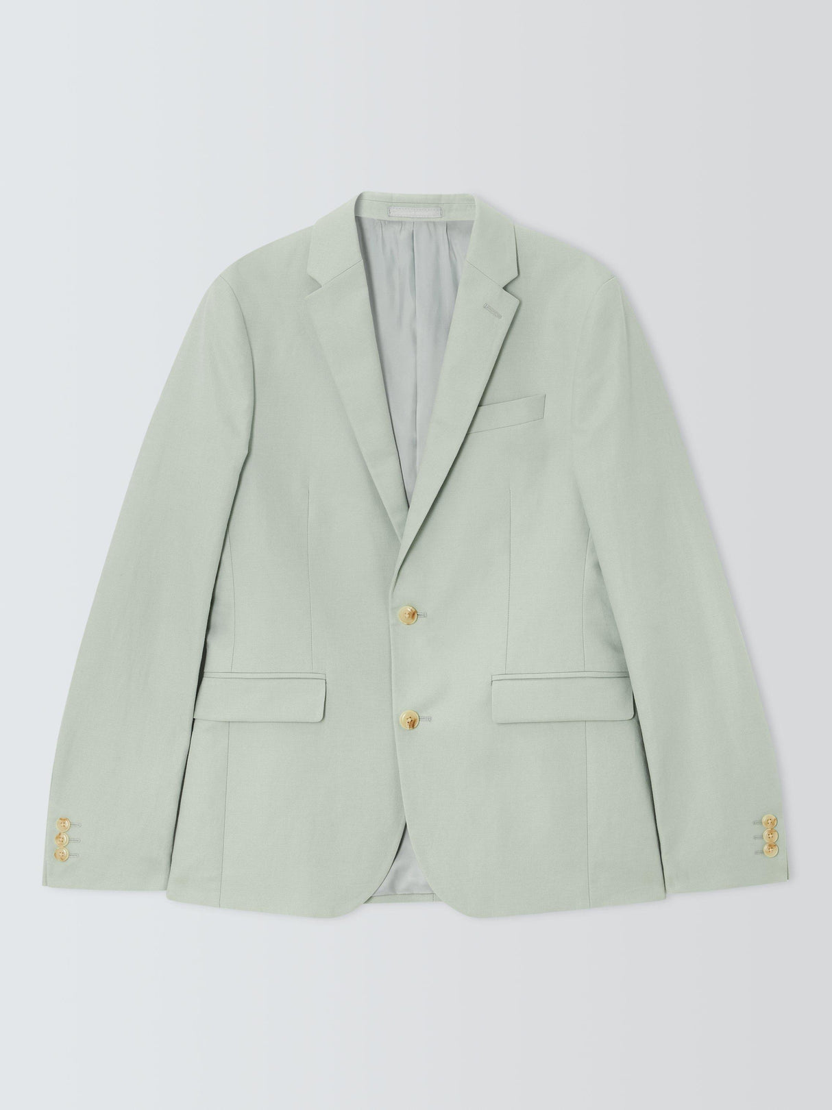 John Lewis Linen Cotton Blend Slim Fit Buttoned Men's Suit Jacket - Mint 40L