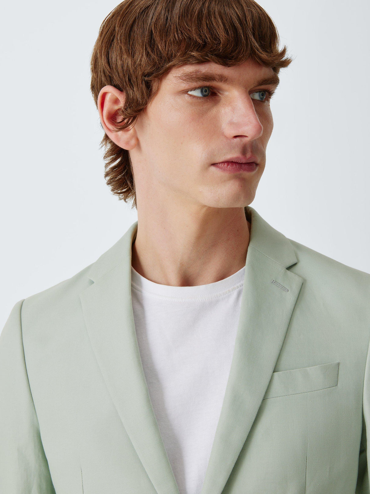 John Lewis Linen Cotton Blend Slim Fit Buttoned Men's Suit Jacket - Mint 40L
