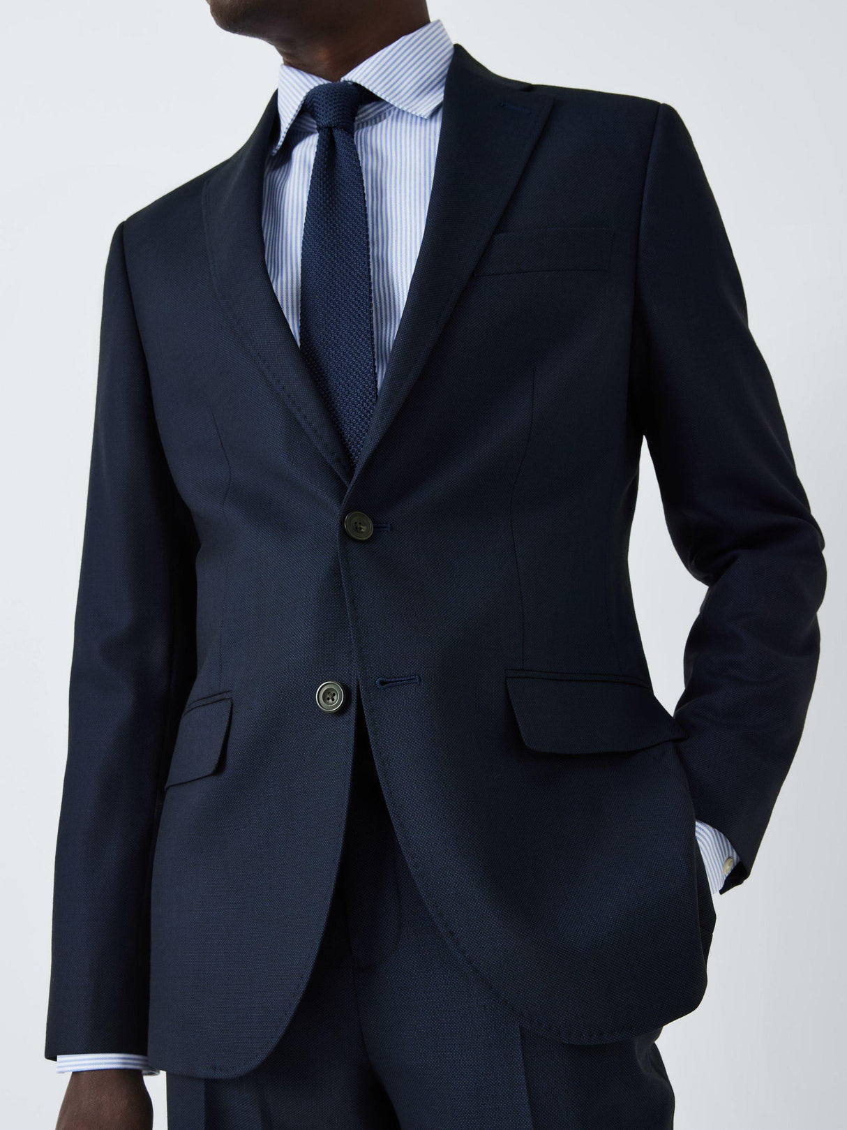 John Lewis Super 100's Birdseye Wool Regular Men's Suit Blazer - Navy 38S