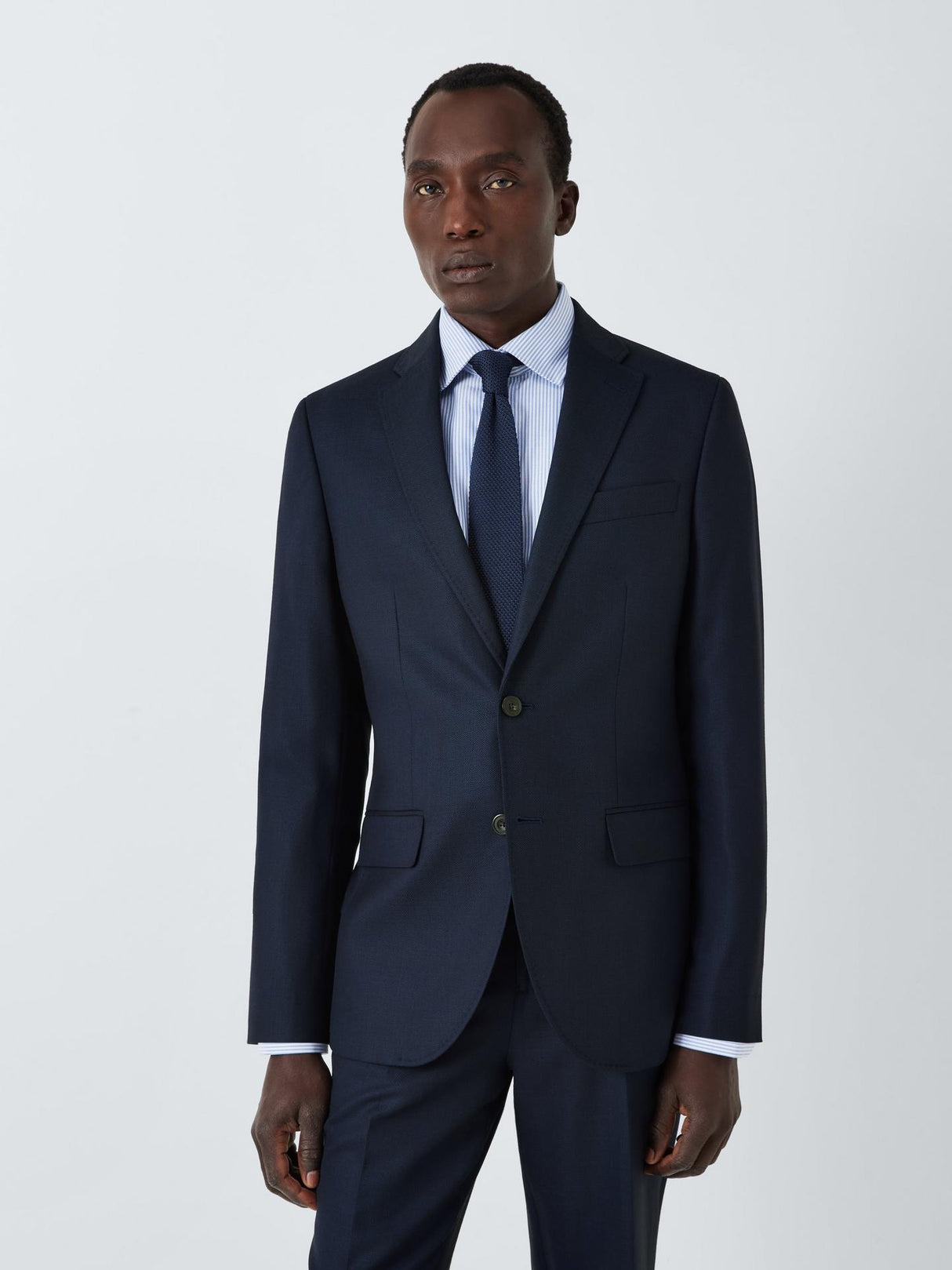 John Lewis Super 100's Birdseye Wool Men's Regular Suit Blazer - 44L - Navy