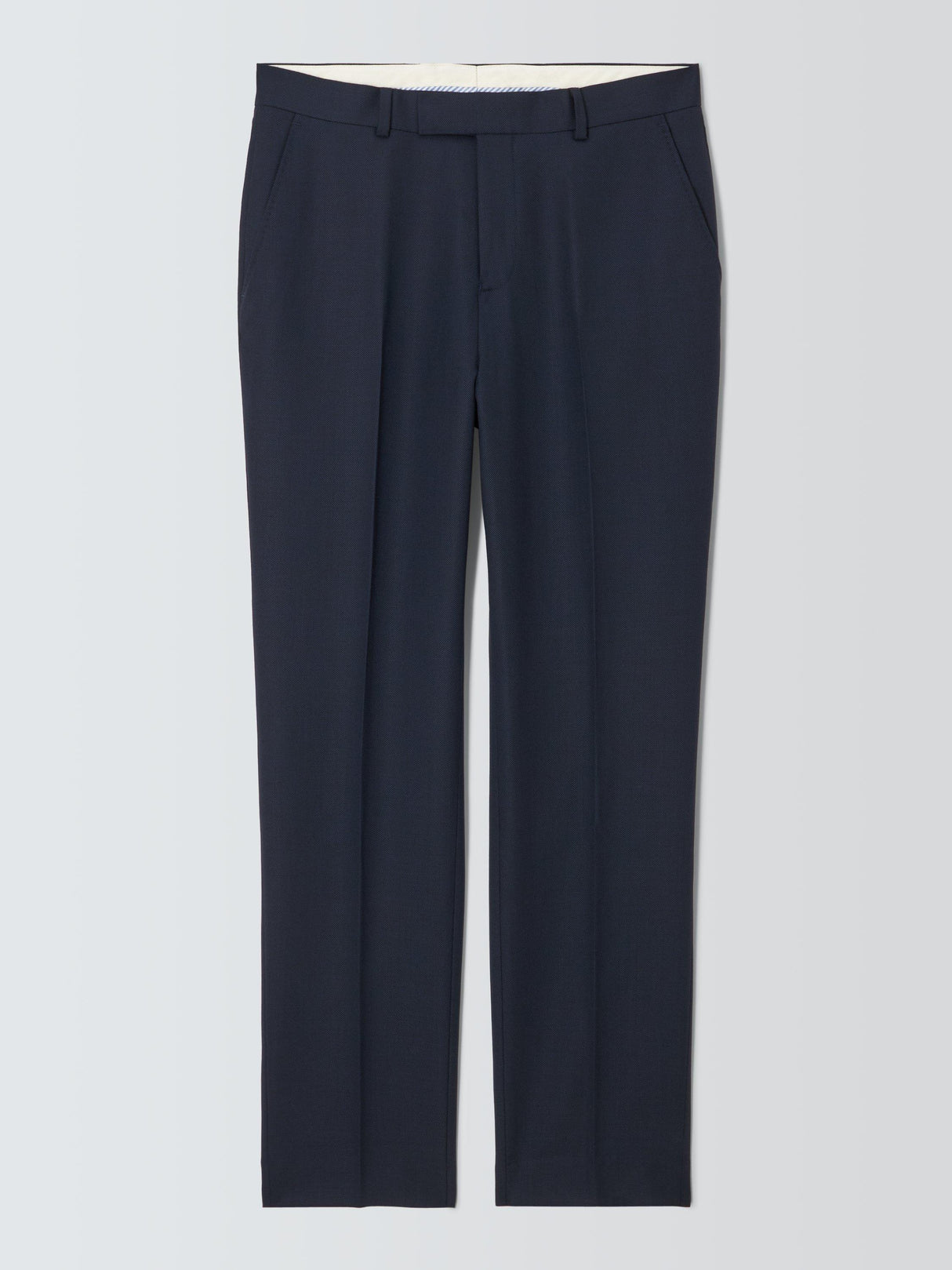 John Lewis Super 100's Birdseye Wool Regular Men's Suit Trousers - 42R Navy