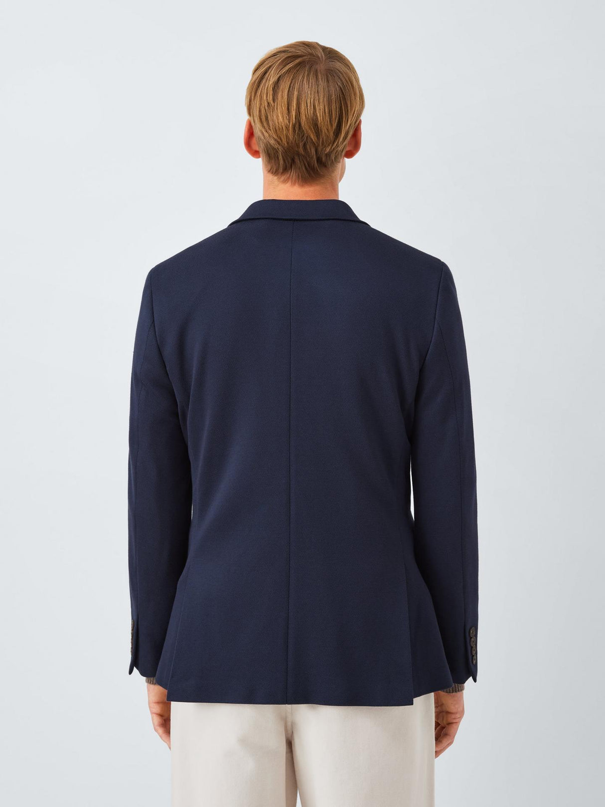 John Lewis Men's Single Breasted Cotton Blend Knit Blazer - Size 44R Navy