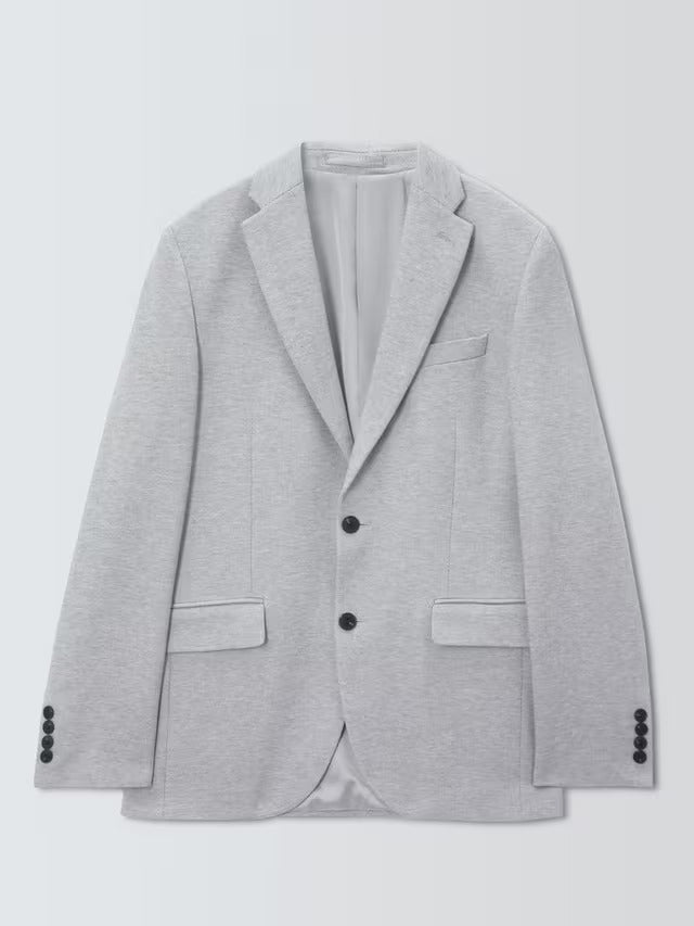 John Lewis Single Breasted Cotton Blend Men's Knit Blazer Jacket - Grey 42R