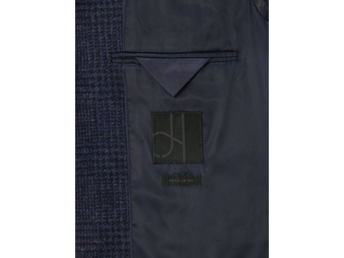John Lewis Moons Wool Check Regular Men's Tailored Blazer Jacket 42R - Navy