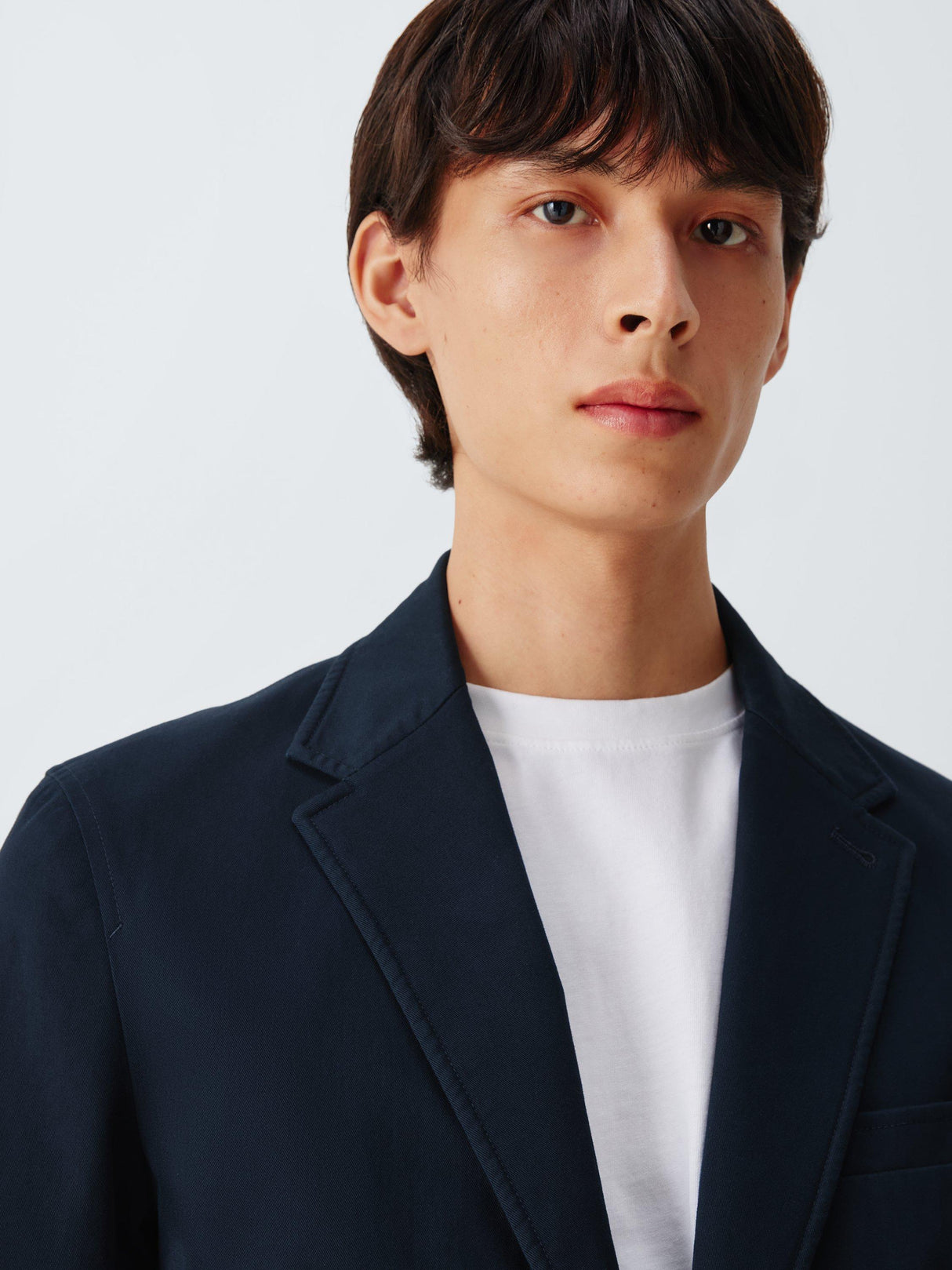 John Lewis Washed Cotton Blend Buttoned Regular Fit Men's Blazer - Navy 46L