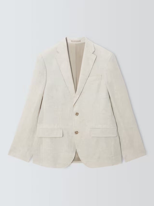 John Lewis Men's Regular Fit Single Breasted Linen Suit Jacket - Stone - 36R