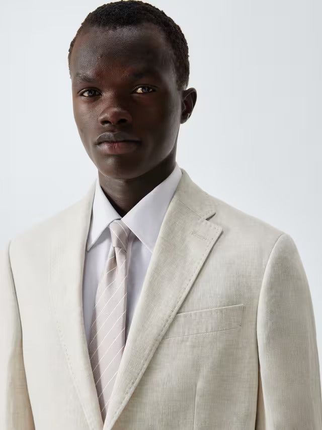 John Lewis Men's Regular Fit Single Breasted Linen Suit Jacket - Stone - 36R