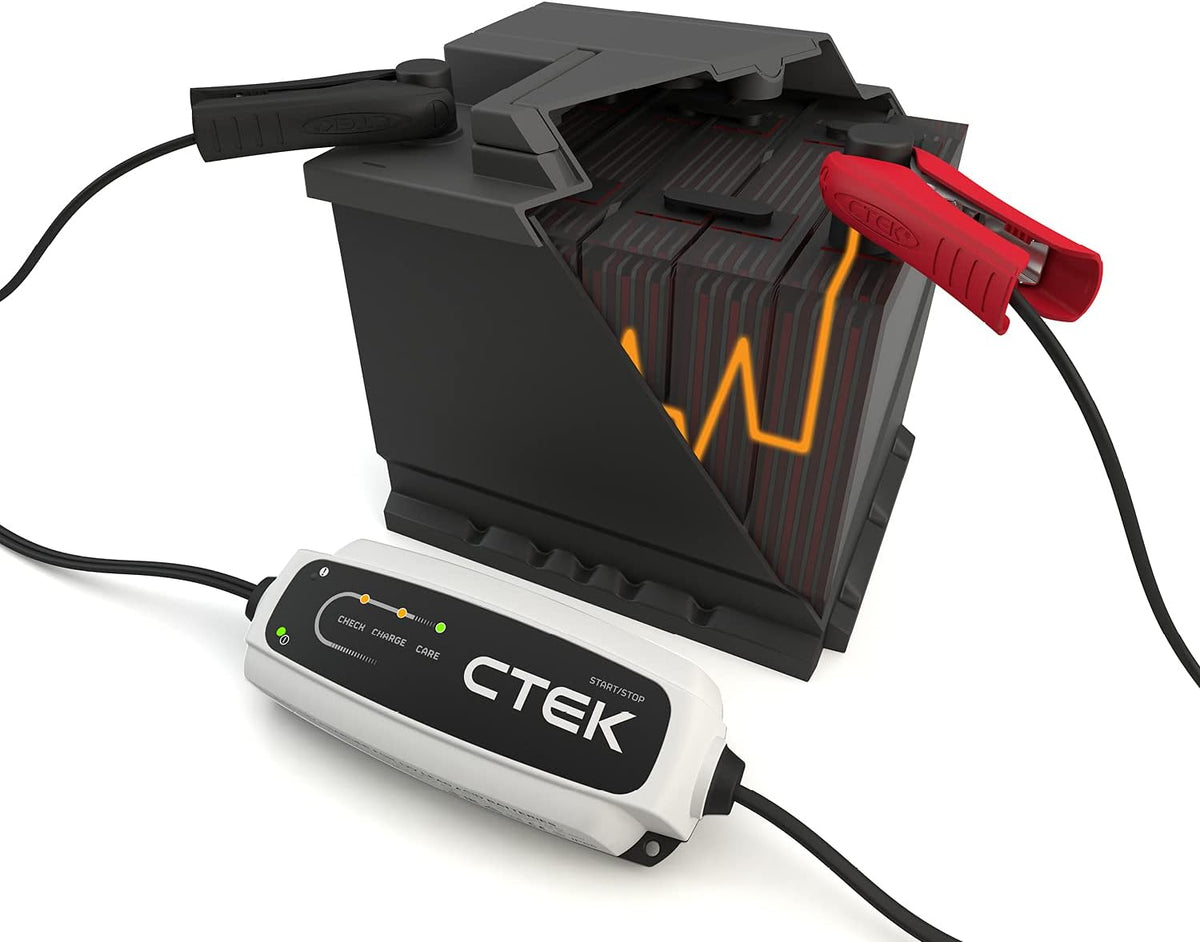 CTEK CT5 Start Stop 12V Smart Car Battery Charger & Maintainer - White/Black