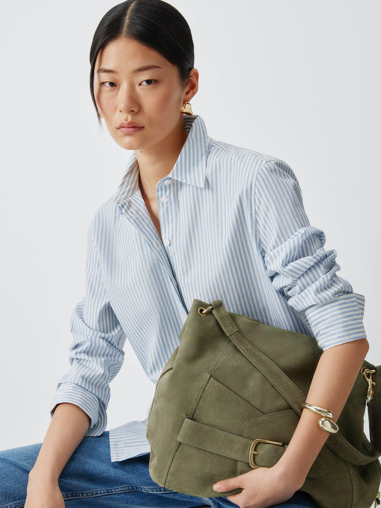 John Lewis Women's Aubrey Soft Suede Slouchy Handbag Hobo Bag - Khaki Green