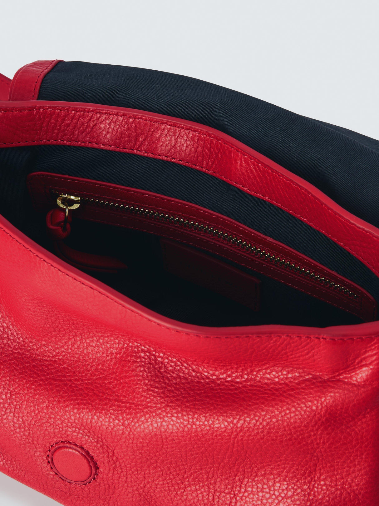 John Lewis Ruched Flapover Multiway Strap Leather Crossbody Handbag - Red