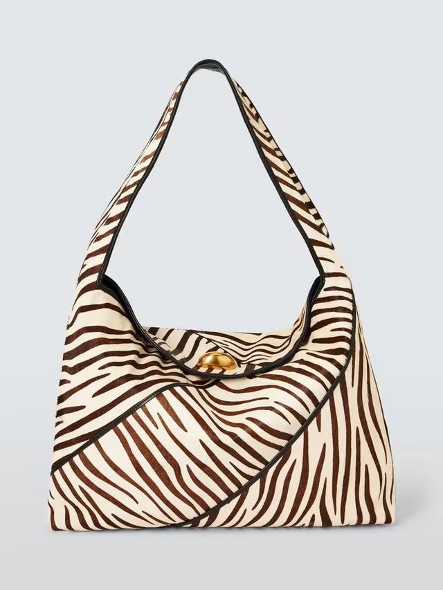 John Lewis Women's Intentional Hair Animal Print Leather Tote Bag - Zebra