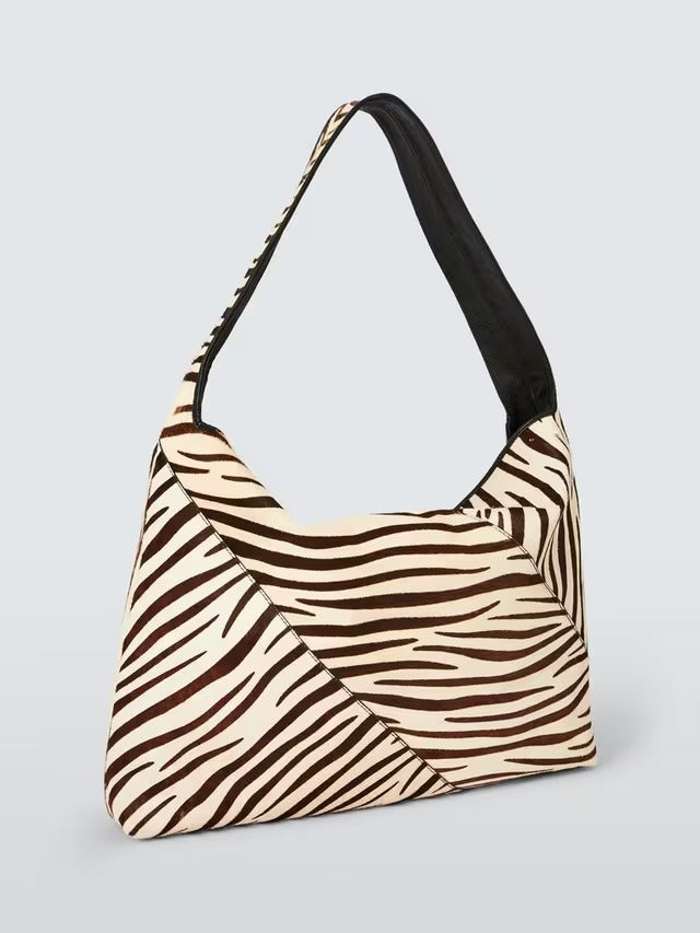John Lewis Women's Intentional Hair Animal Print Leather Tote Bag - Zebra