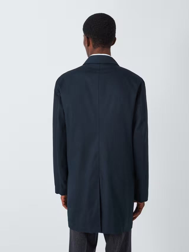 John Lewis Men's Cotton Blend Button City Mac Car Coat - Navy Blue - XXL