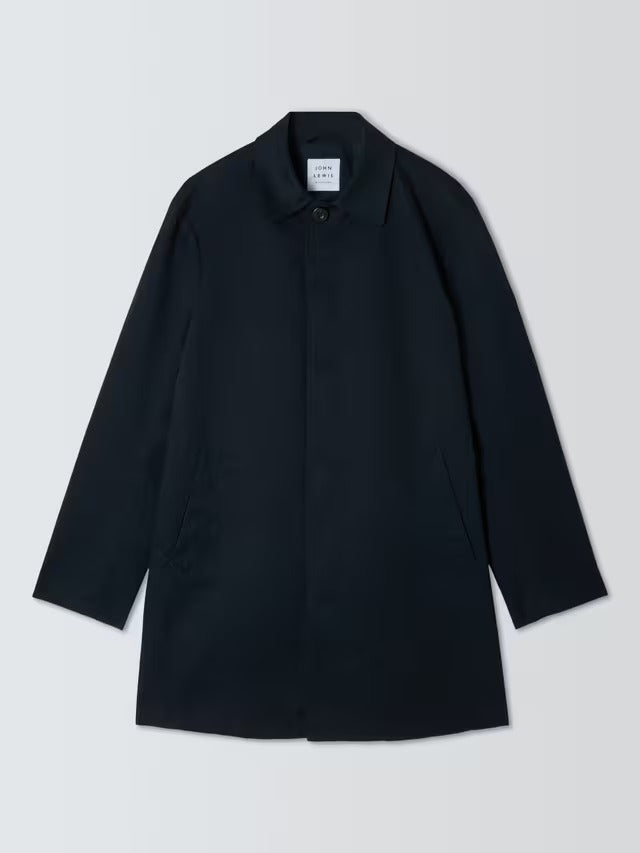 John Lewis Men's Cotton Blend Button City Mac Car Coat - Navy Blue - XXL