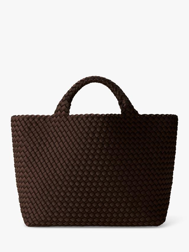 NAGHEDI St. Barths Medium Textured Plain Tote Bag Handwoven - Chocolate