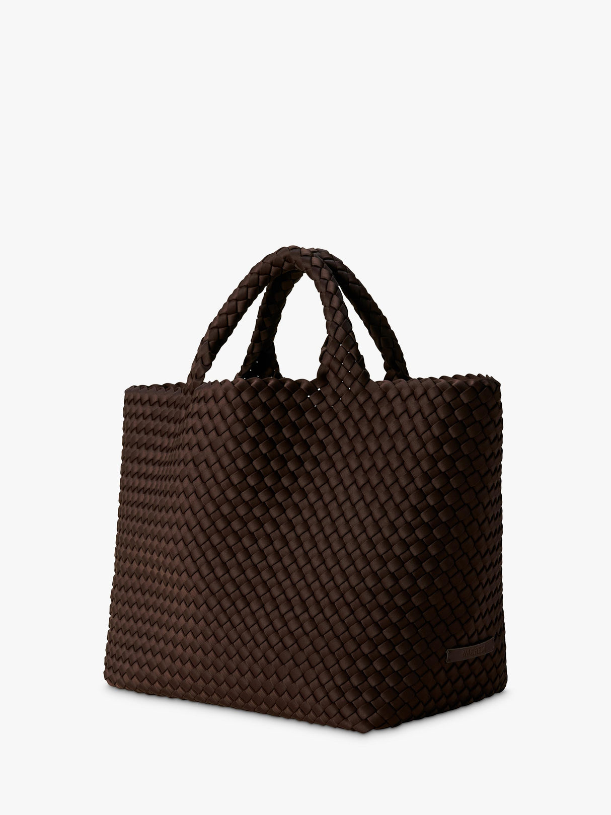NAGHEDI St. Barths Medium Textured Plain Tote Bag Handwoven - Chocolate